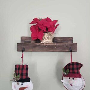 Wooden Spice Rack with Hooks